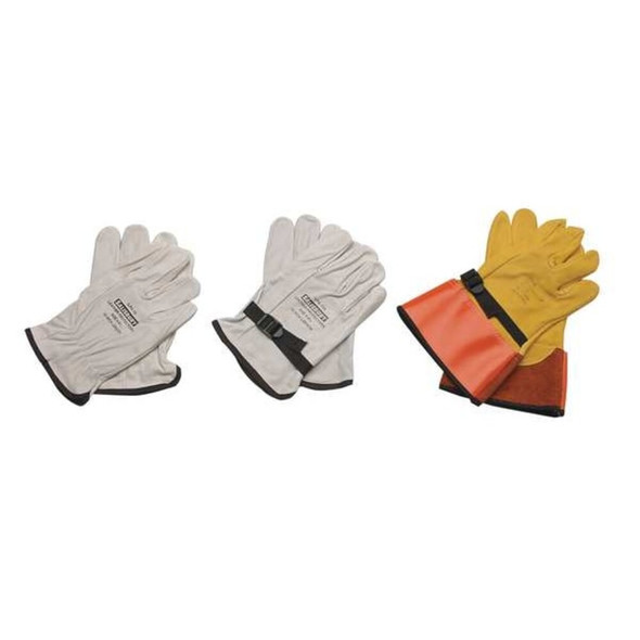 Electrical-Insulating Glove Protectors, Goatskin, 10" Length, White, Size 8  3RMZ8