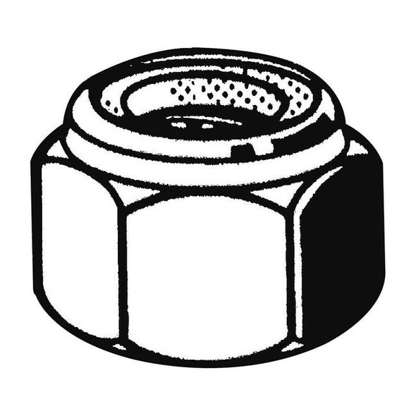 Nylon Insert Lock Nut, M10-1.00, Steel, Class 5, Zinc Plated, 10 mm Ht, 100 PK