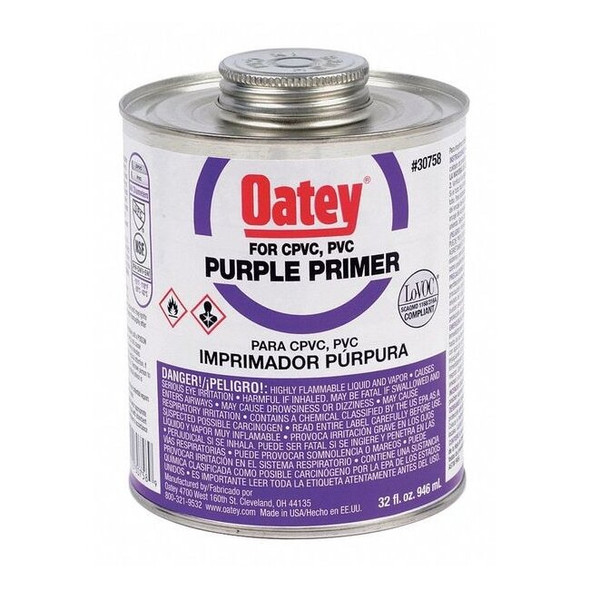 Oatey PVC Primer,Purple,32 oz. 30758
