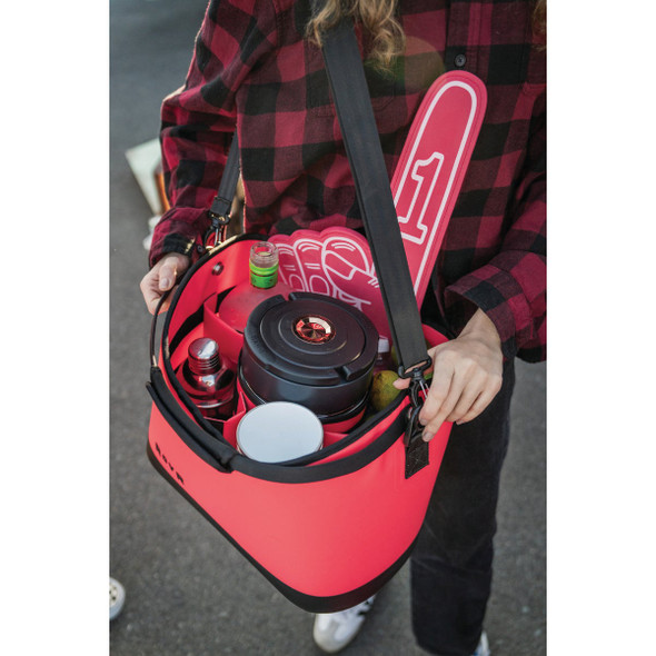 RovR Products KeepR Beverage Tote Caddy with Ice Bucket & Shoulder Strap, Coral