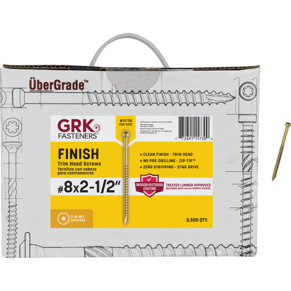 GRK #8 x 2-1/2 In. Star Drive Steel Trim Screw (3500-Count) 15730