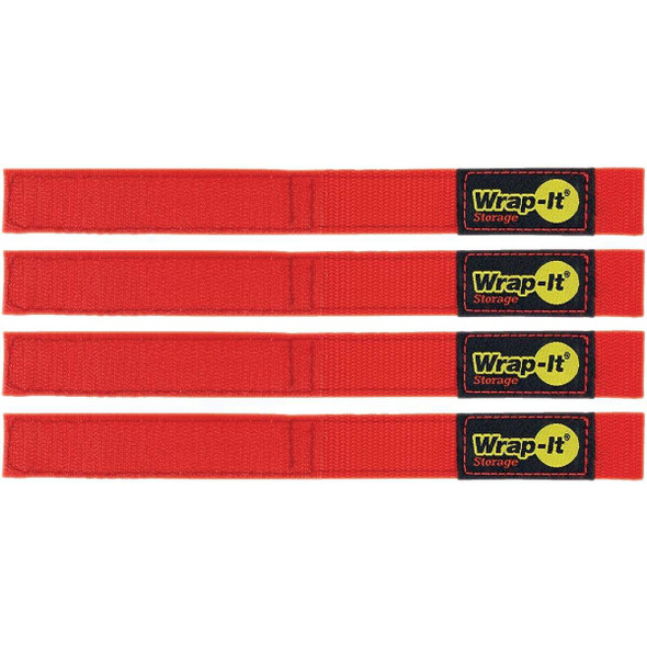 Wrap-It Storage Quick-Straps 9 In. Red Weatherproof Hook & Loop Strap (4-Pack)
