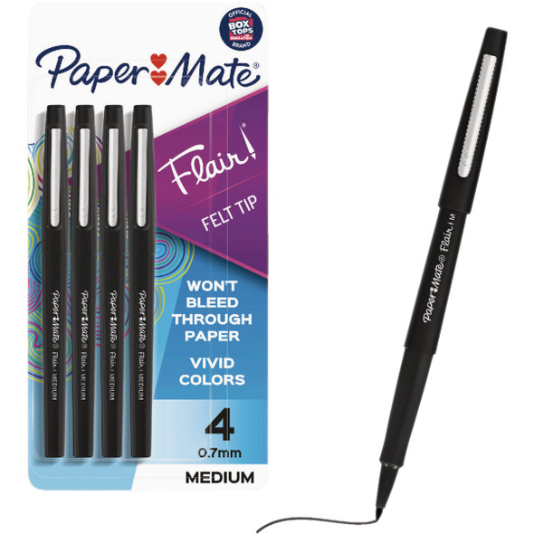 Paper Mate Flair Black Medium Point Felt Tip Pen (4-Pack) 8434452PP