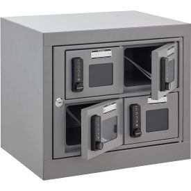 Global Industrial 2-Tier 4 Door Clear View Cell Phone Charging Locker Digital Lo