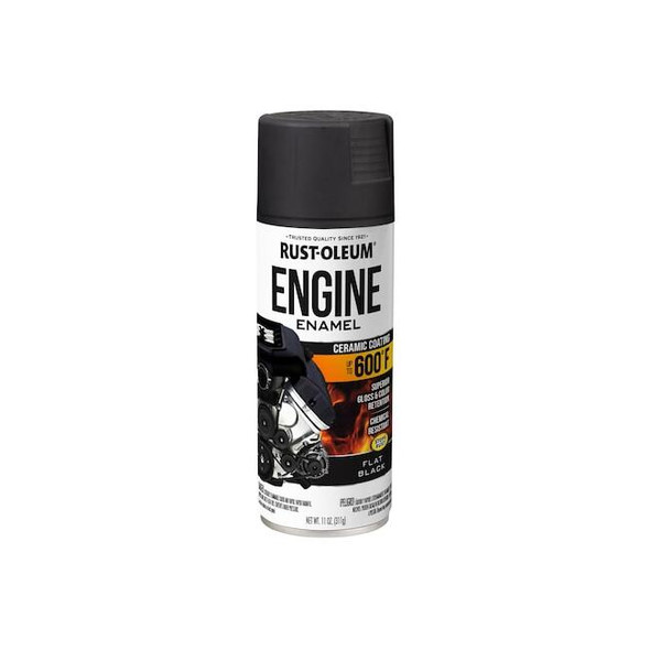 Automotive 600 Degrees F Engine Enamel Spray, Black, Flat, 11 oz
