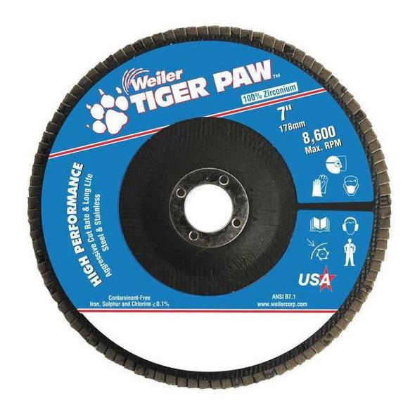 7" Abrasive Flap Disc Angled (TY29) Phenolic Backing 60Z 7/8" Arbr Hl