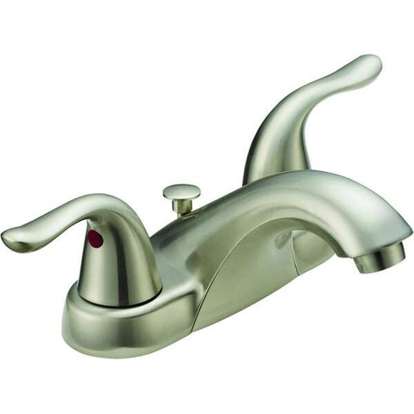 Manual Low Arc Bathroom Faucet, 4" Mount, Brushed Nickel 2 Hole