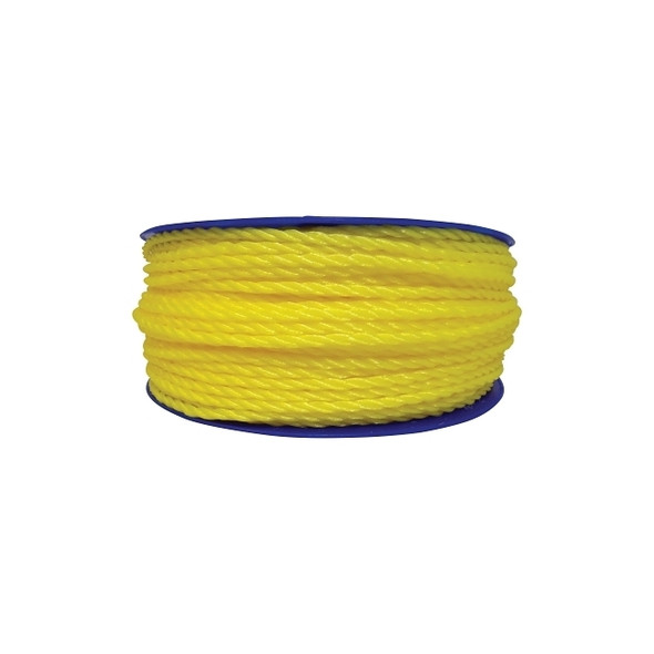Monofilament Twisted Poly Ropes, 1,080 lb Cap., 600 ft, Polypropylene, Yellow