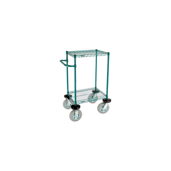Nexel 2 Shelf Push Cart Poly-Green24""W x 18""D x 43""H Pneumatic Casters2 Swive