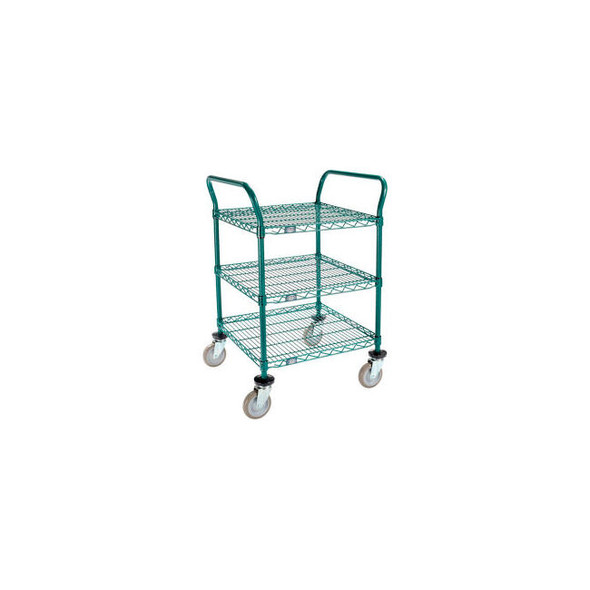 Nexel 3 Shelf Utility Cart Poly-Green24""W x 24""D x 39""H Poly Casters4 Swivel