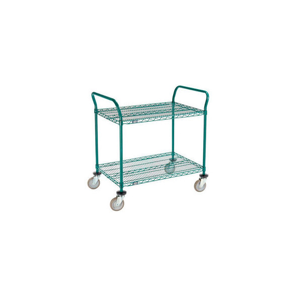 Nexel 2 Shelf Utility Cart Poly-Green36""W x 24""D x 39""H Poly Casters4 Swivel