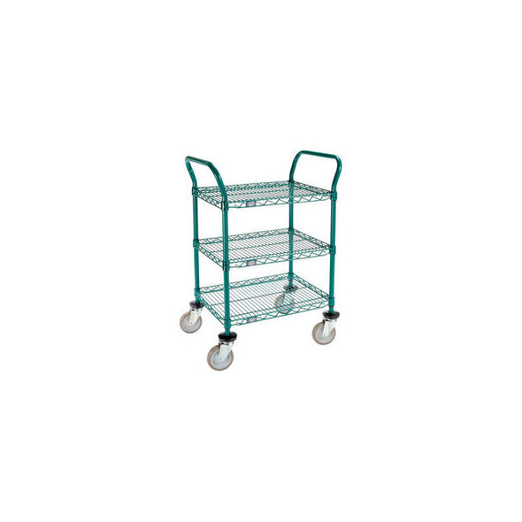 Nexel 3 Shelf Utility Cart Poly-Green24""W x 18""D x 39""H Poly Casters4 Swivel