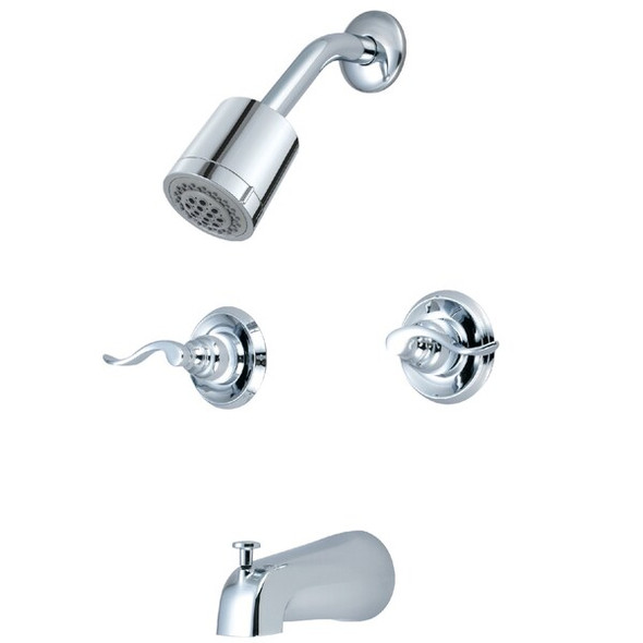 Kingston Brass Tub and Shower Faucet, Polished Chrome, Wall Mount KB8241NFL