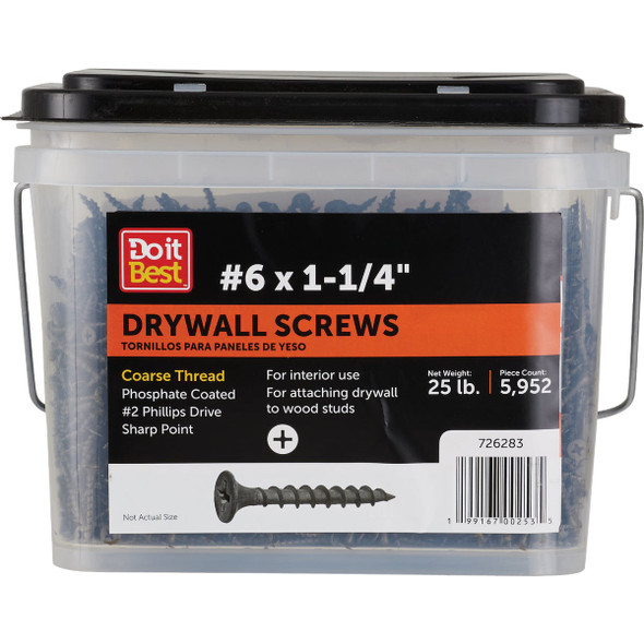 Do it Best #6 x 1-1/4 In. Coarse Thread Drywall Screw (25 Lb.) DIB726283
