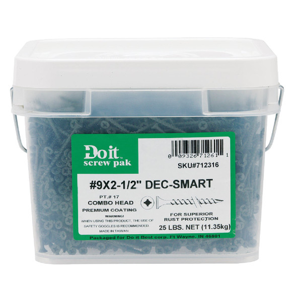 Grip-Rite #9 x 2-1/2 In. Premium-Coated Combo Drive Wood Exterior Screw (25 Lb.)