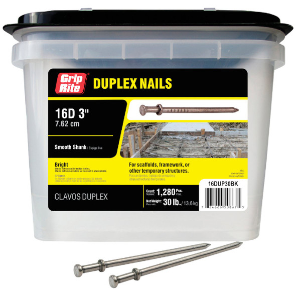 Do it Best 3 In. 16d Bright Duplex Framing Nails (1280-Count, 30 Lb.) DIB708012 708012