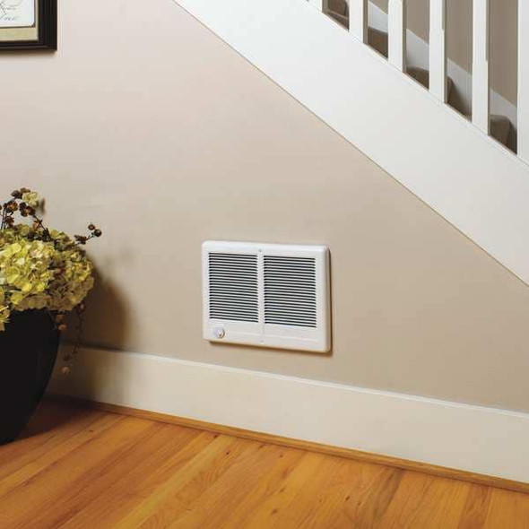 Recessed Electric Wall-Mount Heater, Recessed or Surface, 4000/3000W W, 208V AC, White
