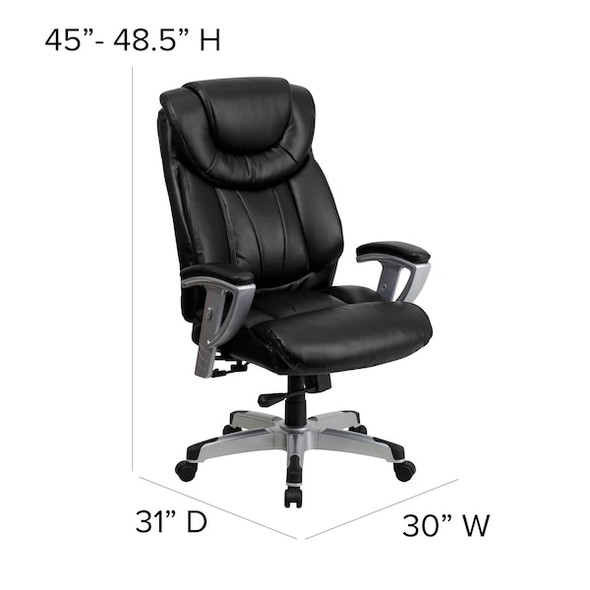 Flash Furniture Black 400Lb High Back Lea Chr GO-1534-BK-LEA-GG