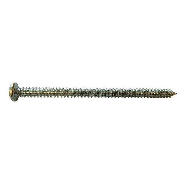 Sheet Metal Screw, #12 x 3 in, Zinc Plated Steel Pan Head Phillips Drive, 100 PK