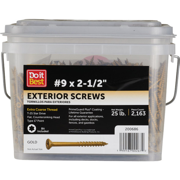 Do it Best PrimeGuard Plus #9 x 2-1/2 In. Star Drive Gold Deck Screw (25 Lb.)