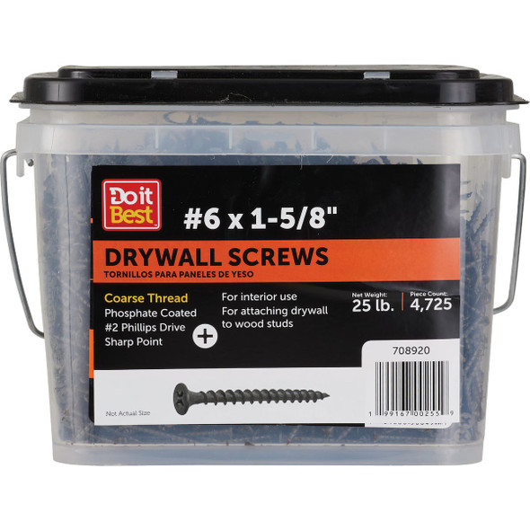 Do it Best #6 x 1-5/8 In. Coarse Thread Drywall Screw (25 Lb.) DIB708920