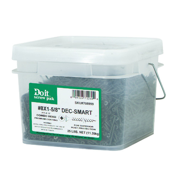 Do it Best #8 x 1-5/8 In. Premium-Coated Combo Drive Wood Exterior Screw (25 Lb.)
