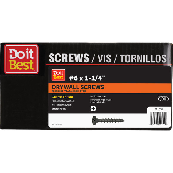 Do it Best #6 x 1-1/4 Coarse Thread Black Phosphate Drywall Screw (8000 Ct.)