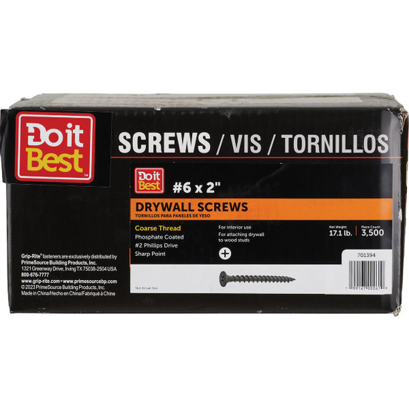Do it Best #6 x 2 Coarse Thread Black Phosphate Drywall Screw (3500 Ct.)