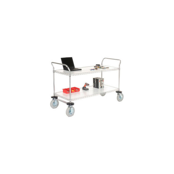 Nexel 2 Shelf Utility Cart Chrome 36""W x 24""D x 42""H Pneumatic Casters2 Swive
