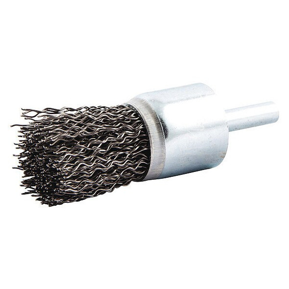 End Brush, Shank 1/4", Wire 0.020" dia., Bristle Trim Length: 1 1/8 in