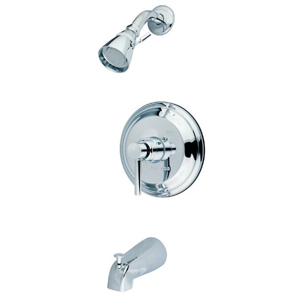 Tub and Shower Faucet, Standard, 3, Wall Mount, Polished Chrome