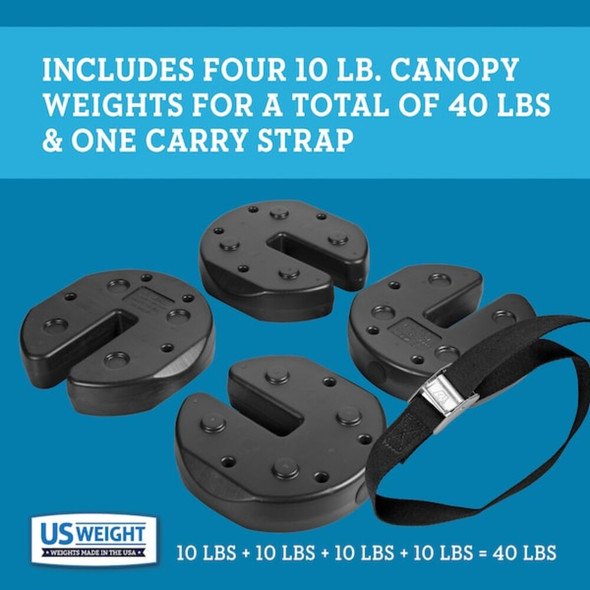 Tailgate Canopy Weights W- Carry Strap, (4) 10 lb Weights, Plastic-Cement, Black  U0040