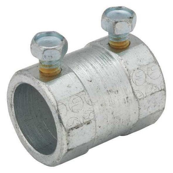Raco IMC Coupling, 1-1/2 in, Set Screw, Steel, Zinc Plated, Gray 3026