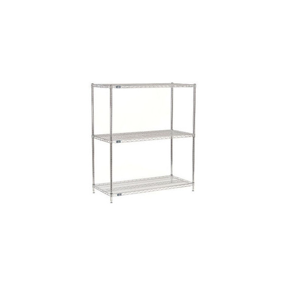 Nexel 3 Shelf Chrome ESD Wire Shelving Unit Starter 60""W x 36""D x 54""H