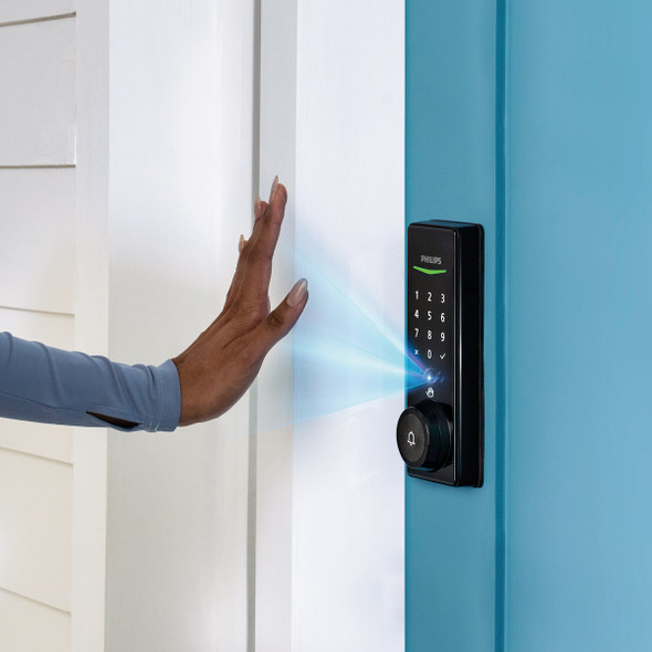 Philips Palm Reader Electronic Deadbolt with Door Chime, Matte Black