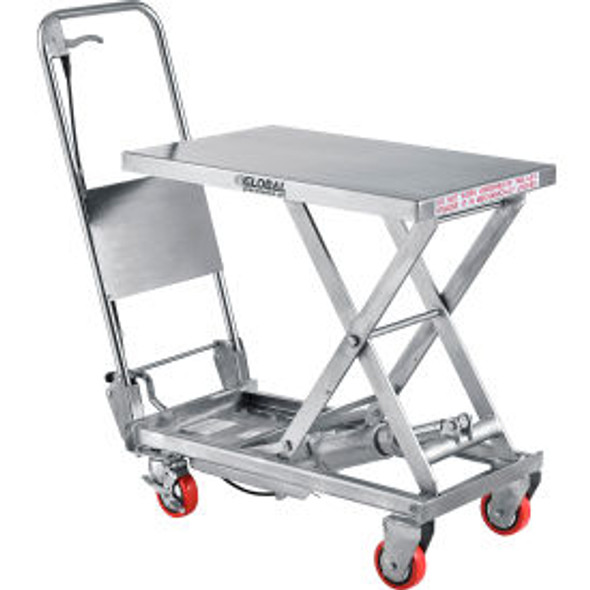 Global Industrial Stainless Steel Mobile Scissor Lift Table 27 x 17 - 400 Lb. Ca