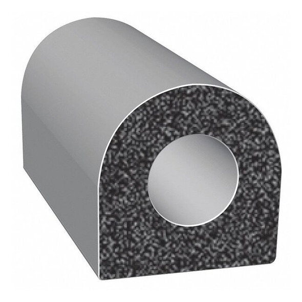 Trim-Lok Rubber Seal, D-Shaped, 0.5"W x 100 ft. X202BT-100