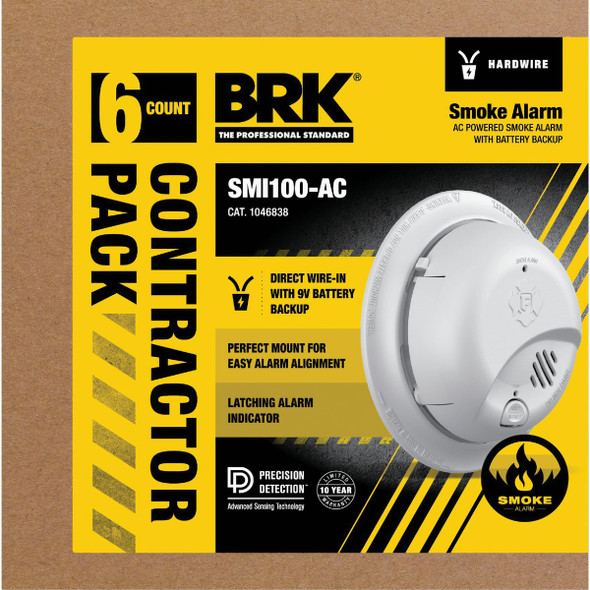 BRK SMI100-AC Interconnect Hardwire Ionization Smoke Alarm (6-Pack) 1046838