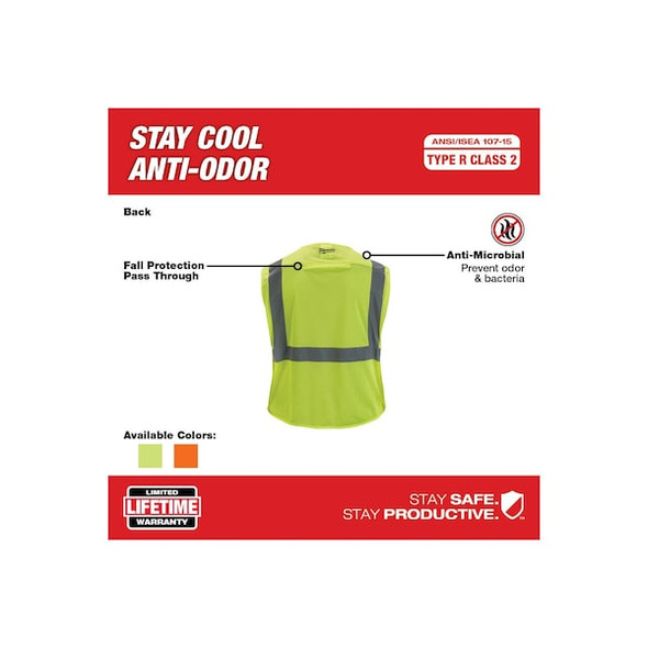 Class 2 Breakaway High Visibility Yellow Mesh Safety Vest - 2X-Large/3X-Large