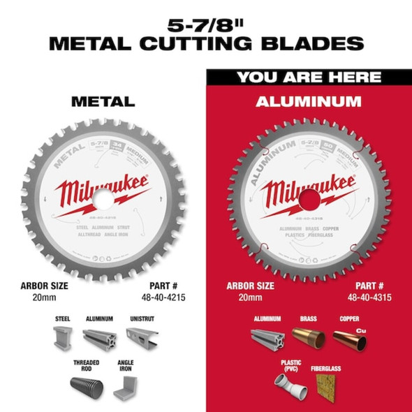 5 7-8 in. 50 Tooth Aluminum Cutting Circular Saw Blade (20mm Arbor)  48-40-4315