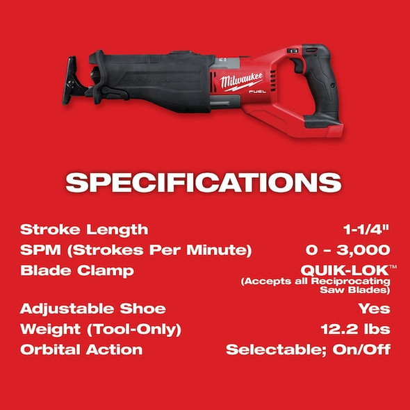 Milwaukee Tool M18 FUEL SUPER SAWZALL Reciprocating Saw 2722-20