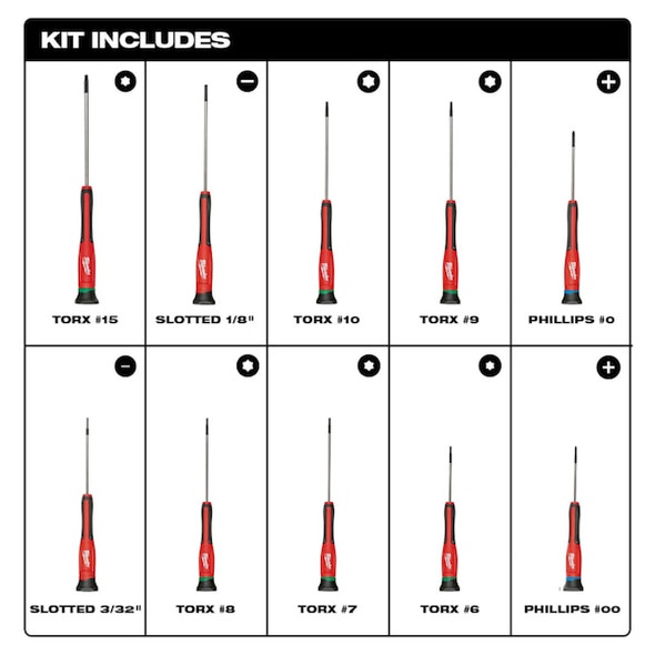 Milwaukee Tool 10 pc. Precision Screwdriver Set 48-22-2612