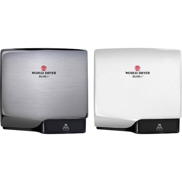 World Dryer Automatic Hand Dryer, 14 sec Dry, 80, 120/208/240V AC, White, Gloss L-974A