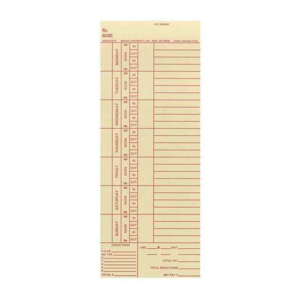 Amano Bi-Weekly Time Cards,PK1000 AMA5200-2