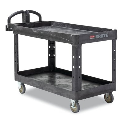 Heavy-Duty Lipped Shelves Utility Carts, 500 lb, 54 X 25 1/4 X 39 1/4h, Black