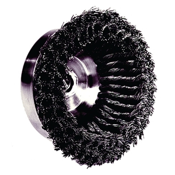 Heavy-Duty Knot Wire Cup Brush, 6 in Dia., 5/8-11 UNC Arbor, 1 3/8 x .023 Wire