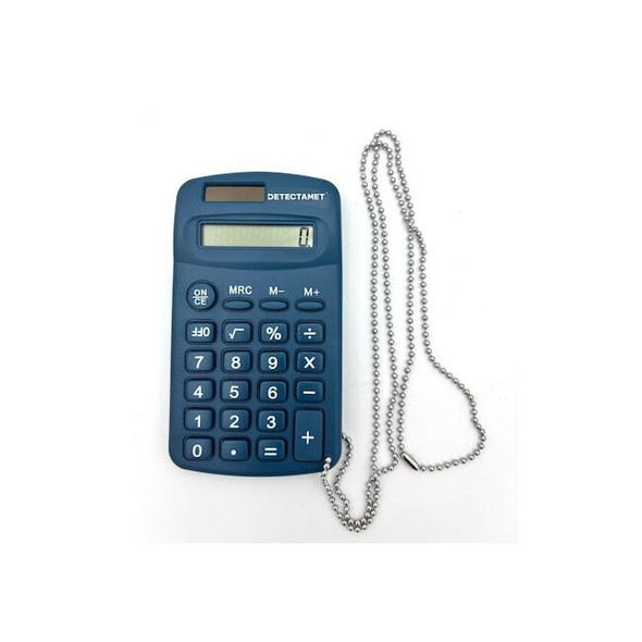 Metal Detectable Portable Calculator,2.51" W,4.44" H With Chain