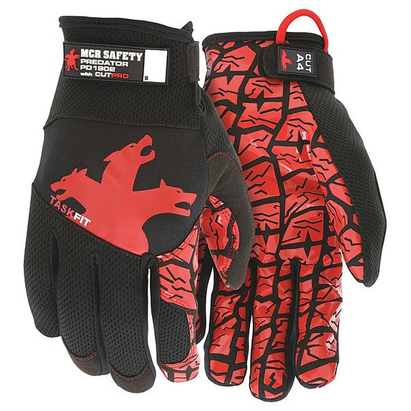 PD1902 Mechanics Gloves, Synthetic Leather Palm, Spandex Back, S, Black