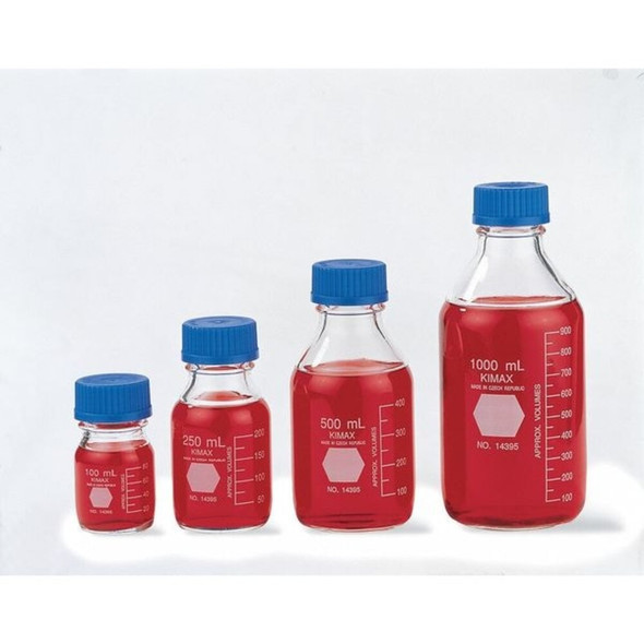 Kimble Chase Media Bottle,Boro Glass,138mm H,PK10 14395-250