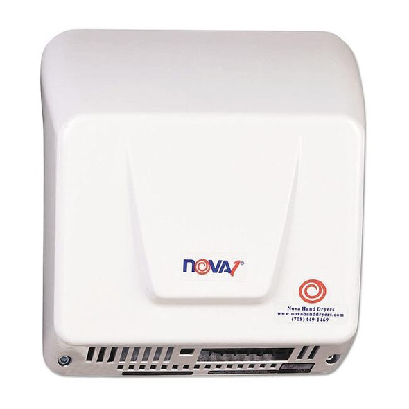 Automatic Hand Dryer, 30 sec Dry, 76, 110 to 240V AC, White, Epoxy Enamel